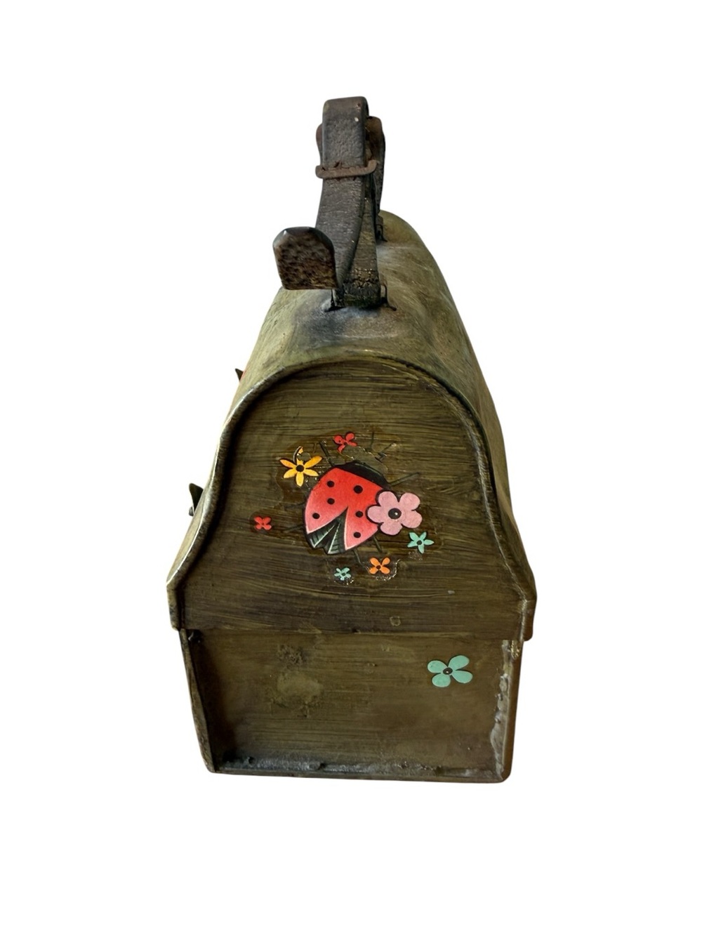 Vintage 1950's Green ish Brown Metal LunchBox Purse Evening Bag Lady Bug VTG - Picture 2 of 9